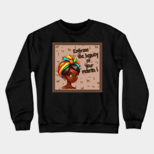 cartoony black beauty with african turban Crewneck Sweatshirt